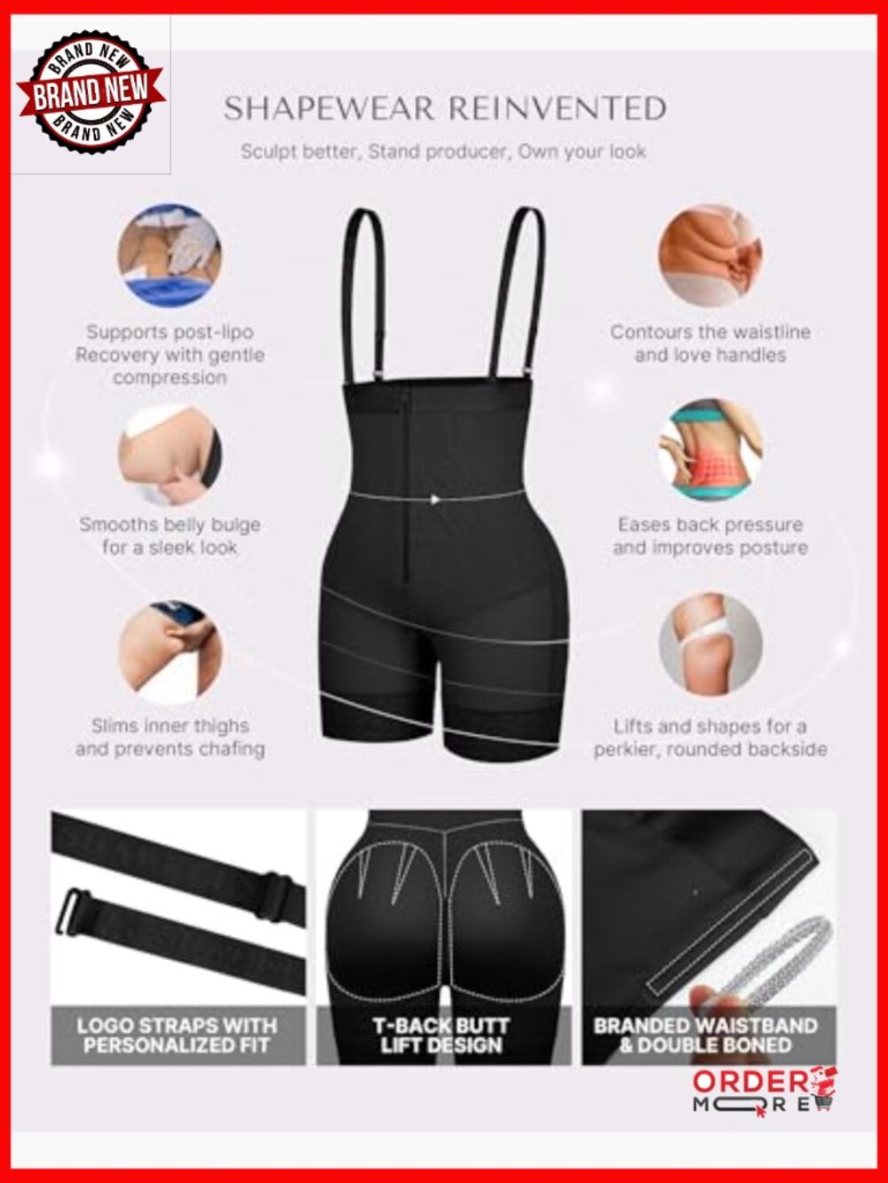 Tummy Control Shapewear Bodysuit Butt Lifter Plus Size Fajas - Picture 2 of 7